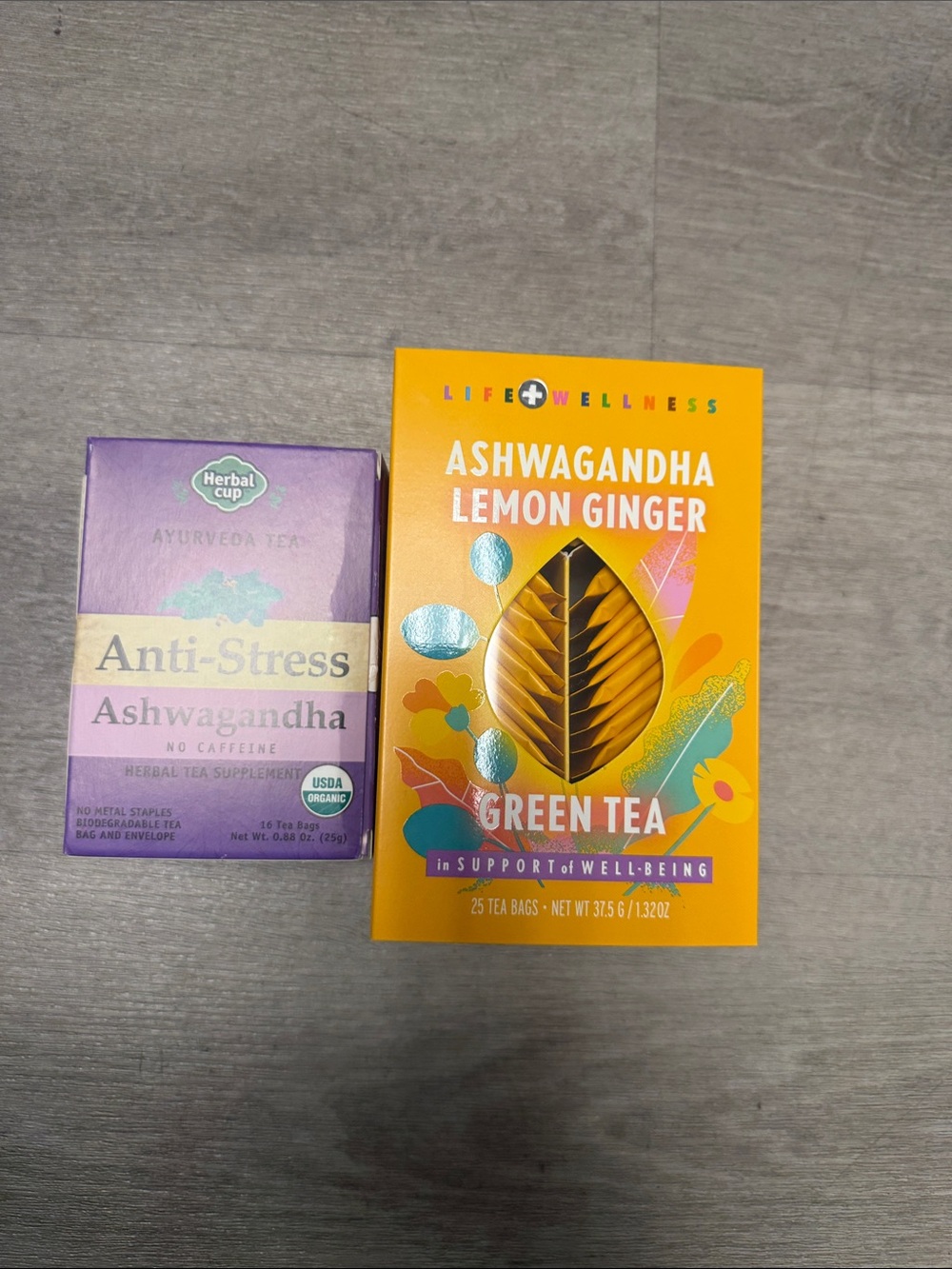 Ashwagandha Lemon Ginger Green Tea & Anti-Stress Ashwagandha Tea Duo